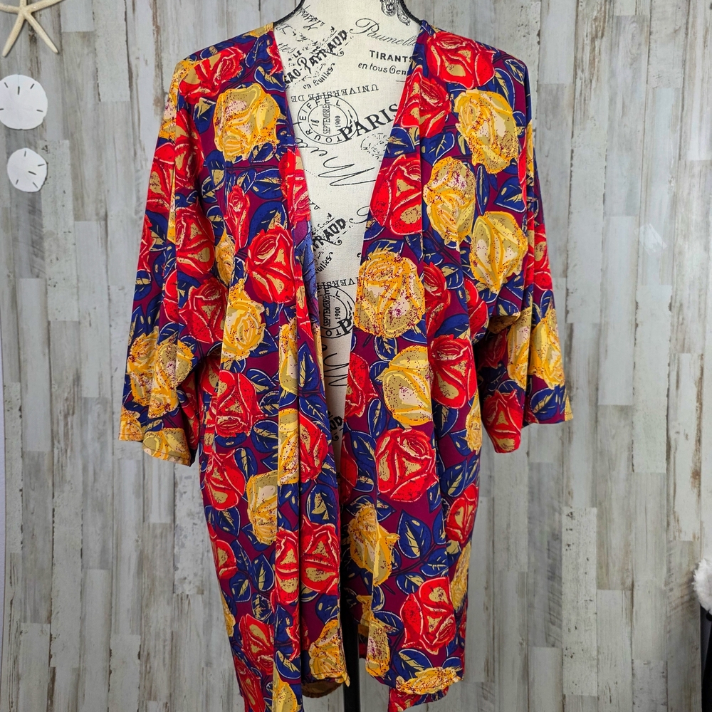Luluroe Vibrant Floral Kimono Cardigan Size Small